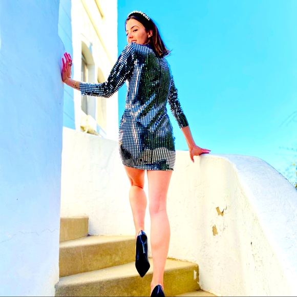 Silver Mirror Disco Dress - Picture 3 of 12